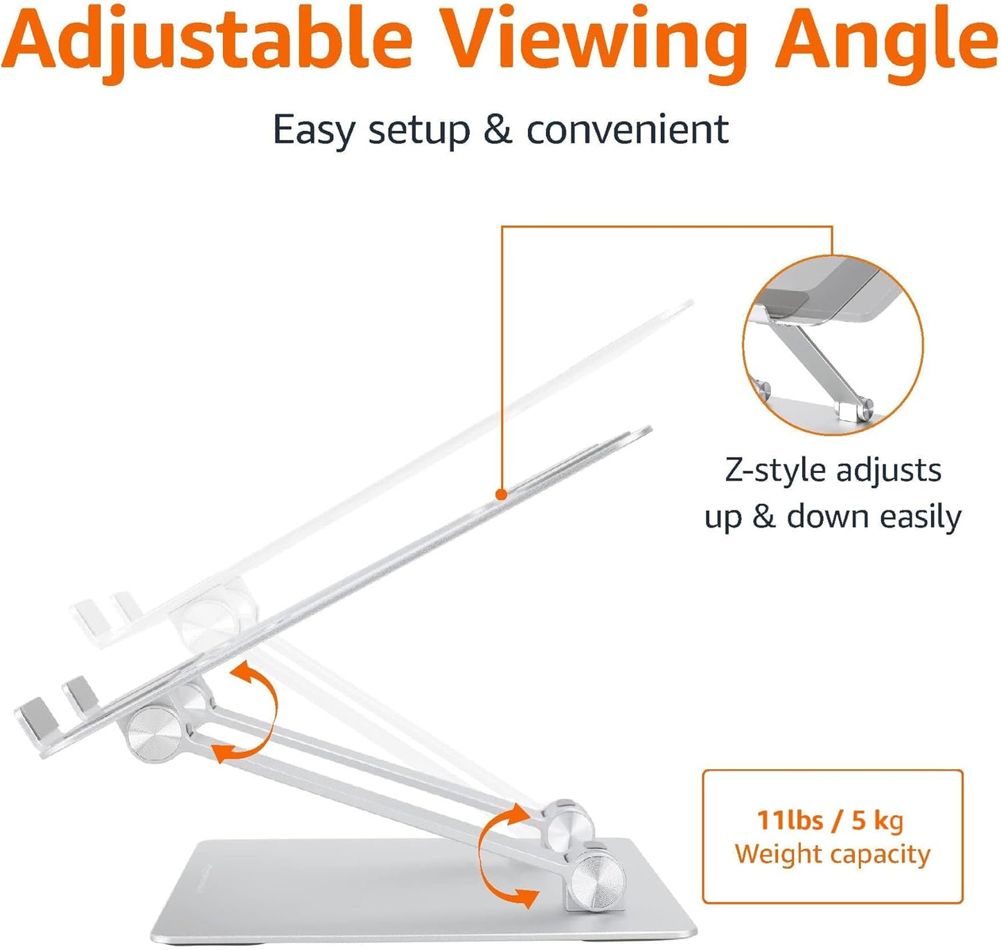 Amazon Ergonomic Laptop Stand up to 17.3 in Silver